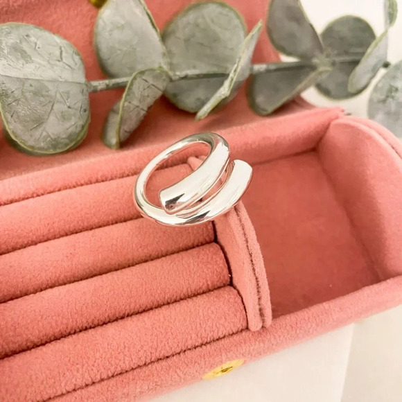 925 Sterling Silver Double Bar Ring Minimalist Chunky Bar Ring Wrap Ring - Picture 9 of 10